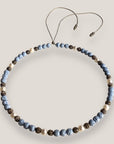 Collar Dafne perlas, esponja coral azul claro y filigranas gunmetal con cristalitos