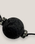 Collar minimal bola de lava negra 12mm separadores gunmetal cristalitos brillantes