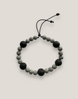 Abenteuerarmband mit grauer Lava und schwarzer Lava