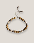 Pulsera Dafne perlas con lava marrón claro y filigrana gunmetal con cristalitos