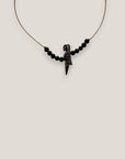 Collar midi loro madera marrón gris esponja coral gris oscuro