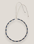 Collar mini Dafne perlas lava azul añil, rondeles gunmetal con cristalitos blancos