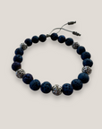 Pulsera Gran Dafne con lava azul añil y filigrana gunmetal con cristalitos