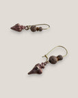 Hook earrings gold steel golden shells light pink enamel sand lava golden spacers pink crystals