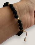 Bracelet with large golden turtle and colored lava