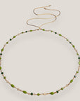 Collar Divino con cristales facetados verde oscuro, verde vivo y blanco