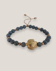 Pulsera con gran tortuga dorada esponja coral azul claro