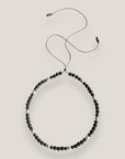 Collar Dafne perlas con esponja coral verde caqui y filigranas gunmetal con cristalitos