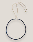 Collar mini base 4mm lava azul añil, rondeles dorados con cristalitos azul marino