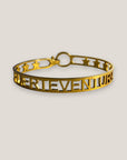Brazalete Fuerteventura silueta acero titanio oro
