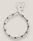 Collar Gran Dafne 10mm lava blanca y filigranas gunmetal con cristalitos blancos
