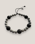 Abenteuerarmband mit grauer Lava und schwarzer Lava