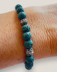 Bracelet with large golden turtle and colored lava