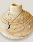 Collar isla de Fuerteventura 20mm acero titanio oro con cadena fina soldada