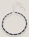 Collar mini Dafne perlas lava azul añil, rondeles gunmetal con cristalitos blancos