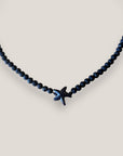 Collar Eloise con estrella howlita negra y cuentas de lava negra