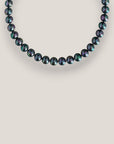 Collar base 10mm perlas de cristal gris oscuro tornasolado
