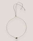 Collar minimal con bola 8mm de lava gris y separadores gunmetal con cristalitos blancos