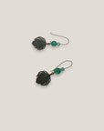 Pendientes pluma pátina gancho bronce cristales facetados turquesas