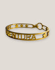 Brazalete Fuerteventura silueta acero titanio oro