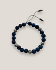 Pulsera Gran Dafne con lava azul añil y filigrana gunmetal con cristalitos