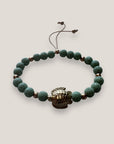 Pulsera con gran tortuga dorada y esponja coral verde claro