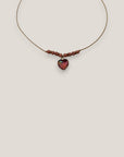 Collar midi corazón dorado escamas de sirena rosas tornasoladas lava rosa separadores cristalitos rosas