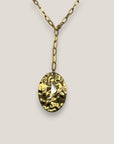 Collar medalla oval isla Fuerteventura acero cadena largo regulable acero oro