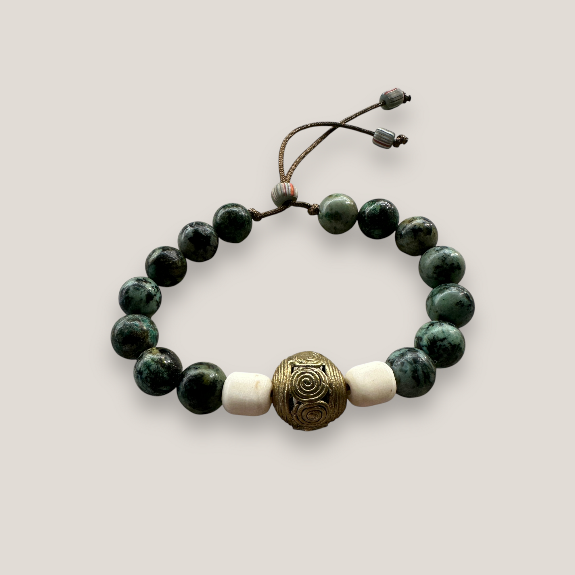 Armband mit Aborigine-Perlen aus Bronze, Knochen und afrikanischem Türkis