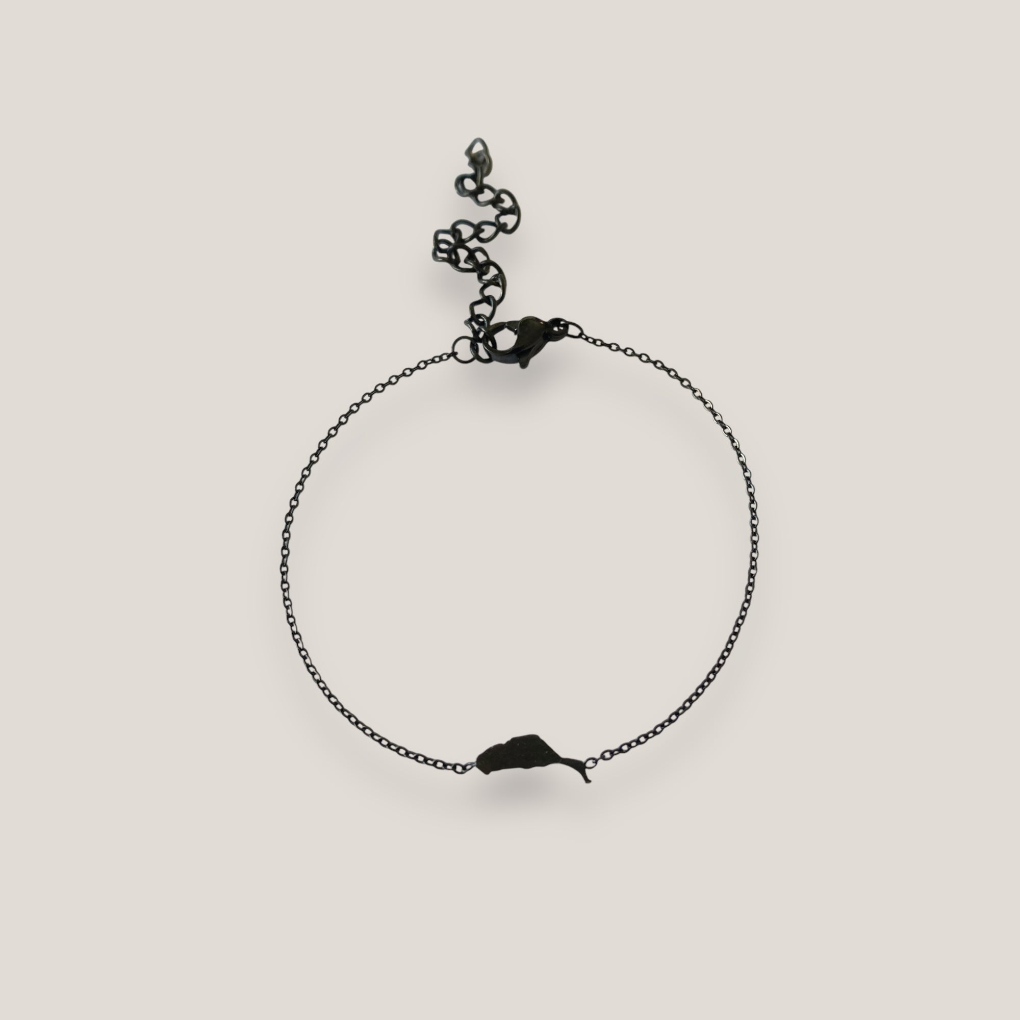 Pulsera isla de Fuerteventura 10mm acero titanio negro con cadena fina soldada