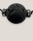 Collar minimal bola de lava negra 12mm separadores gunmetal cristalitos brillantes