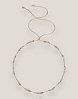 Collar Bella de cristal facetado tornasol rosado, engarce con cadena acero oro