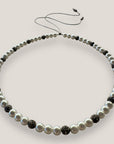 Collar Dafne con perlas de cristal nacarado y filigranas gunmetal con cristalitos