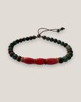Pulsera Tristán barriles de coral naranja rosado y cuentas de turquesa africanas