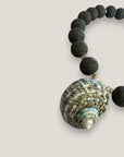Collar gran caracola turbante verde jaspeado esponja coral verde caqui