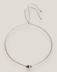 Collar minimal con bola 6mm de lava gris y cuentas gunmetal con cristalitos blancos