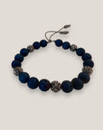 Pulsera Gran Dafne con lava azul añil y filigrana gunmetal con cristalitos