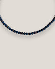 Collar mini base 4mm lava azul añil, rondeles dorados con cristalitos azul marino