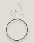 Collar mini base 4mm lava gris claro, rondeles plateados con cristalitos blancos