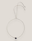 Collar minimal con bola 8mm de lava añil y separadores gunmetal con cristalitos blancos