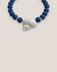 Collar gran caracola turbante nácar blanco esponja coral azul oscuro