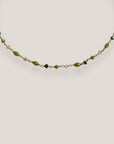 Collar Divino con cristales facetados verde oscuro, verde vivo y blanco