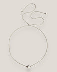 Collar minimal con bola de lava blanca 8mm y separadores plata con brillis blancos