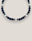 Collar Dafne perlas 10mm lava azul añil filigranas gunmetal con cristalitos