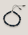 Pulsera Dafne con lava azul añil y filigrana gunmetal con cristalitos brilli