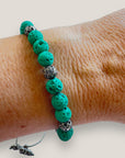 Bracelet with large golden turtle and colored lava
