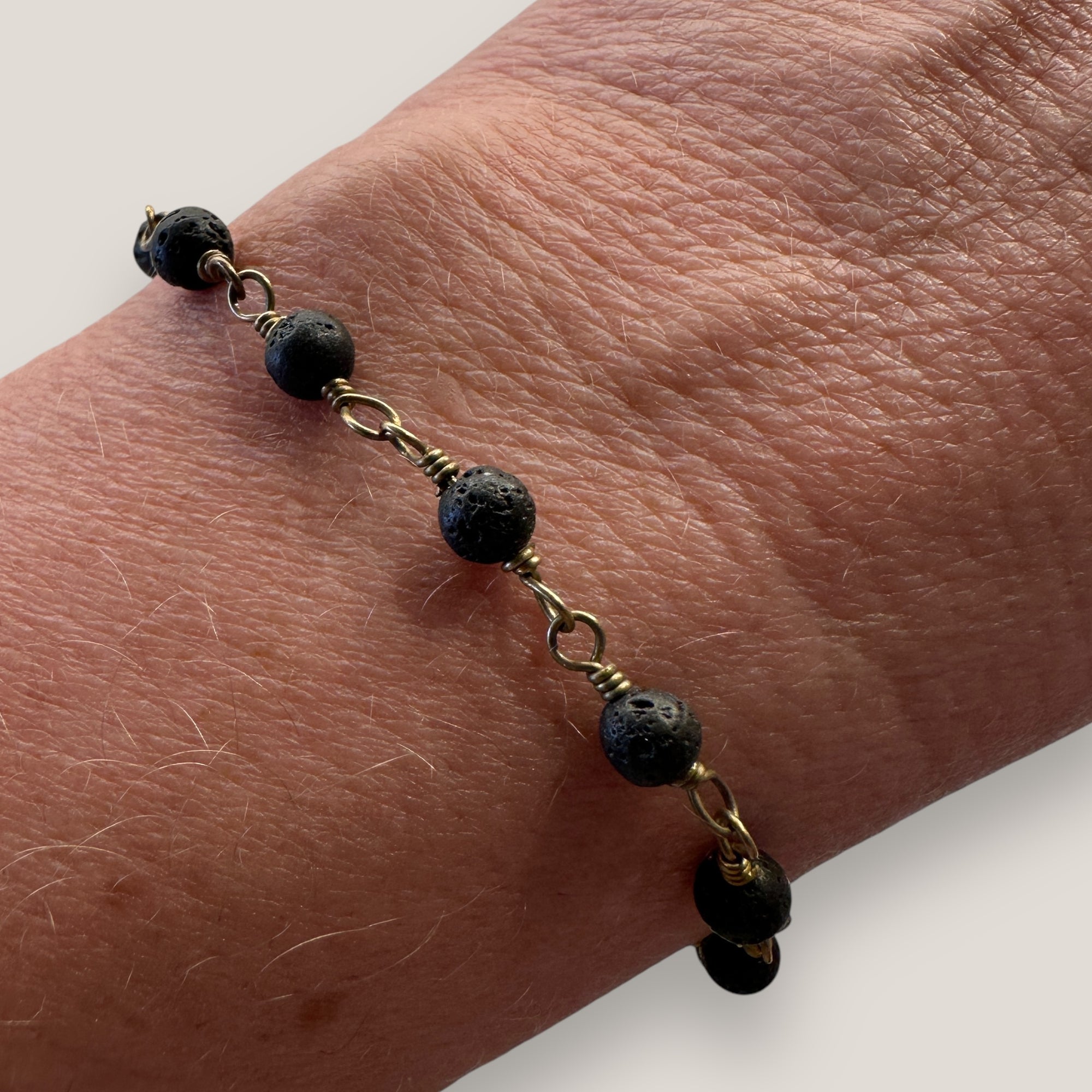 Lavabronze Kettenarmband 4mm schwarz