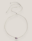 Collar minimal con bola 6mm de lava malva con separadores gunmetal con cristalitos blancos