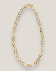 Collar de cadena de eslabones largo con cuentas beis de cuerno