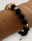 Bracelet with large golden turtle and colored lava